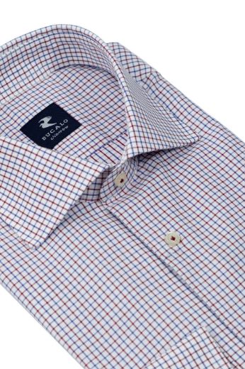 Imagen de Camisa clásica de twill a cuadros con cuello semi-francés