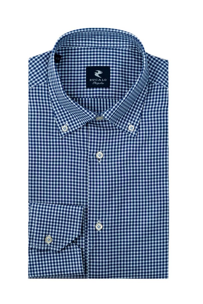 Imagen de CAMISA DE TWILL A CUADROS CON CUELLO BUTTON-DOWN