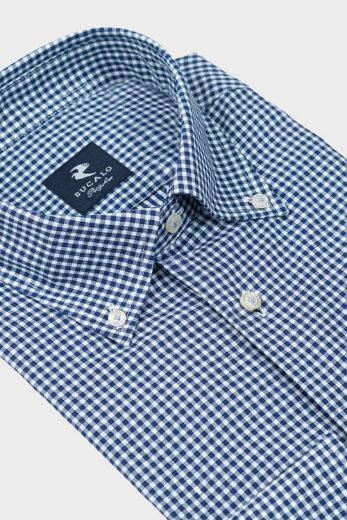 Imagen de CAMISA DE TWILL A CUADROS CON CUELLO BUTTON-DOWN