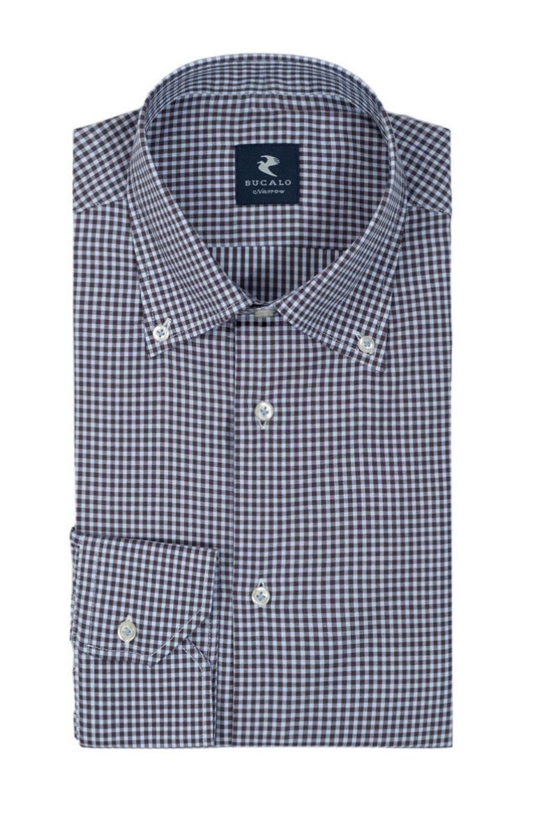 Imagen de CAMISA DE TWILL A CUADROS CON CUELLO BUTTON-DOWN