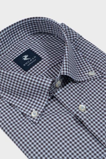 Imagen de CAMISA DE TWILL A CUADROS CON CUELLO BUTTON-DOWN