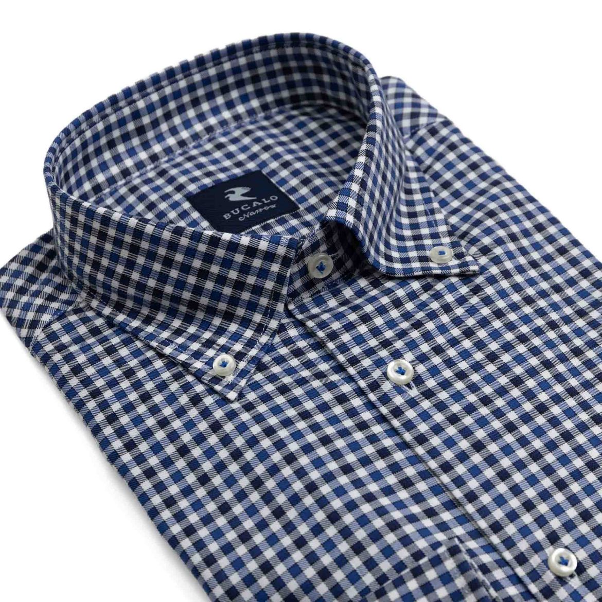 Imagen de CAMISA DE TWILL A CUADROS CON CUELLO BUTTON-DOWN