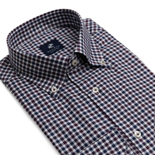 Imagen de CAMISA DE TWILL A CUADROS CON CUELLO BUTTON-DOWN