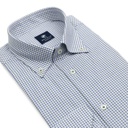 Imagen de CAMISA DE TWILL A CUADROS CON CUELLO BUTTON-DOWN