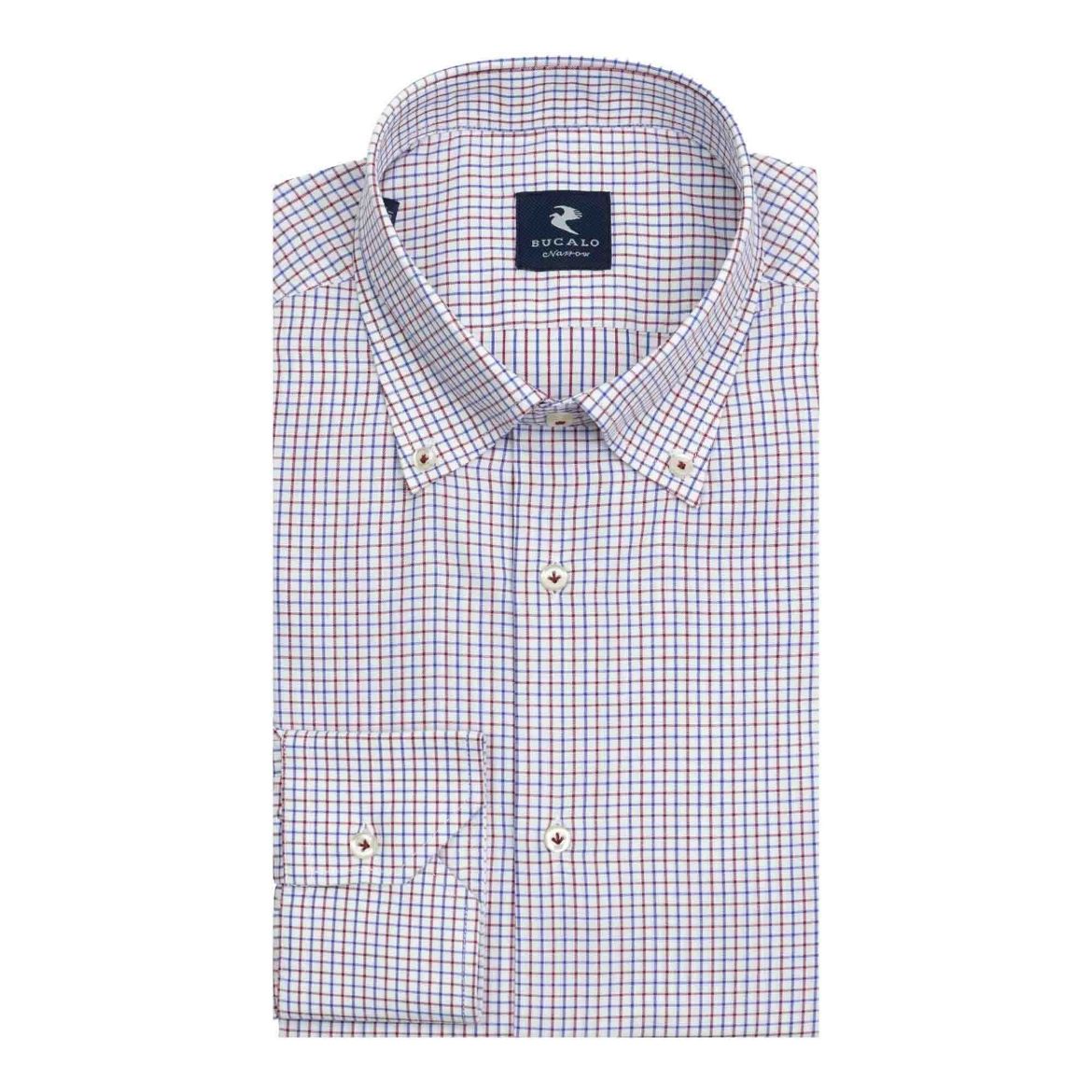 Imagen de CAMISA DE TWILL A CUADROS CON CUELLO BUTTON-DOWN