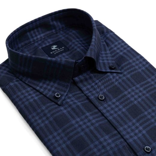 Imagen de CAMISA DE TWILL A CUADROS CON CUELLO BUTTON-DOWN