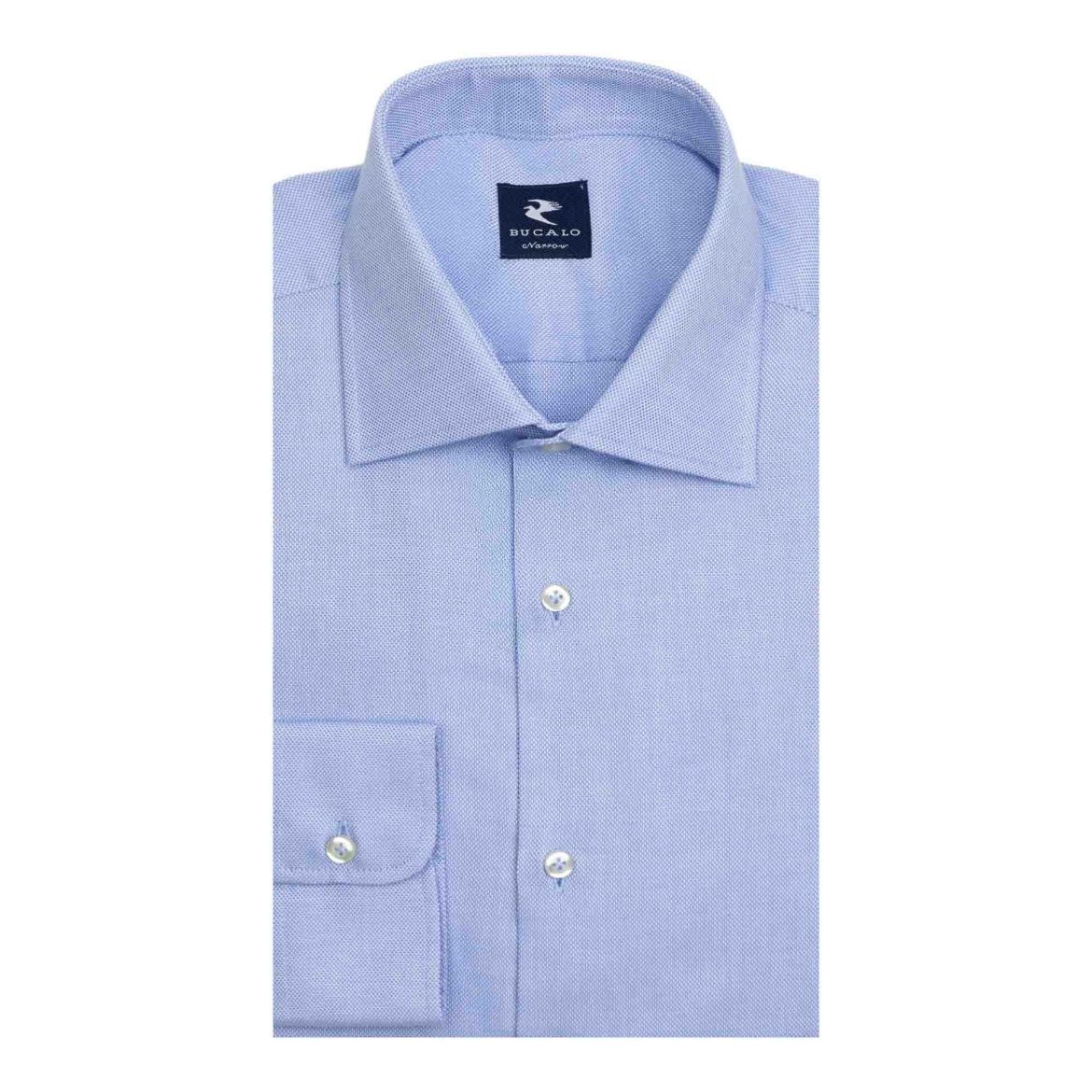 Imagen de Camisa clásica nido de abeja color sólido con cuello semi-francés