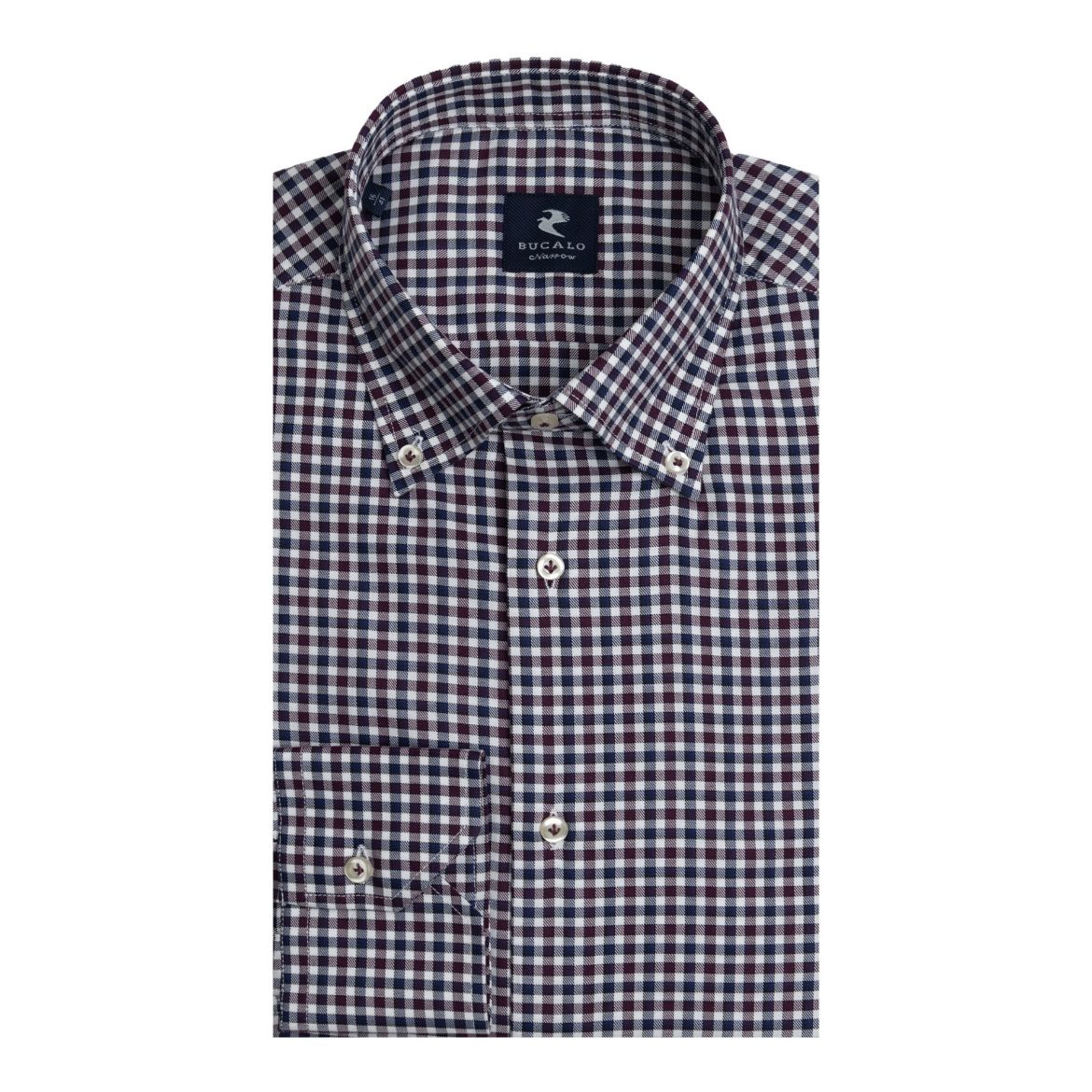 Imagen de CAMISA DE TWILL A CUADROS CON CUELLO BUTTON-DOWN