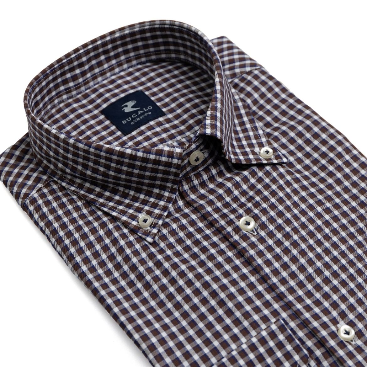 Imagen de CAMISA DE TWILL A CUADROS CON CUELLO BUTTON-DOWN