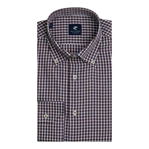 Imagen de CAMISA DE TWILL A CUADROS CON CUELLO BUTTON-DOWN