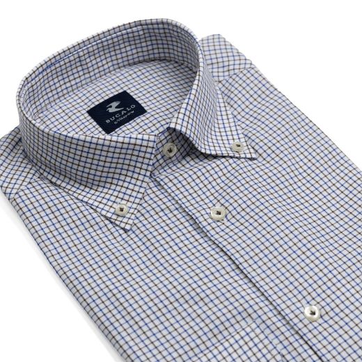 Imagen de CAMISA DE TWILL A CUADROS CON CUELLO BUTTON-DOWN