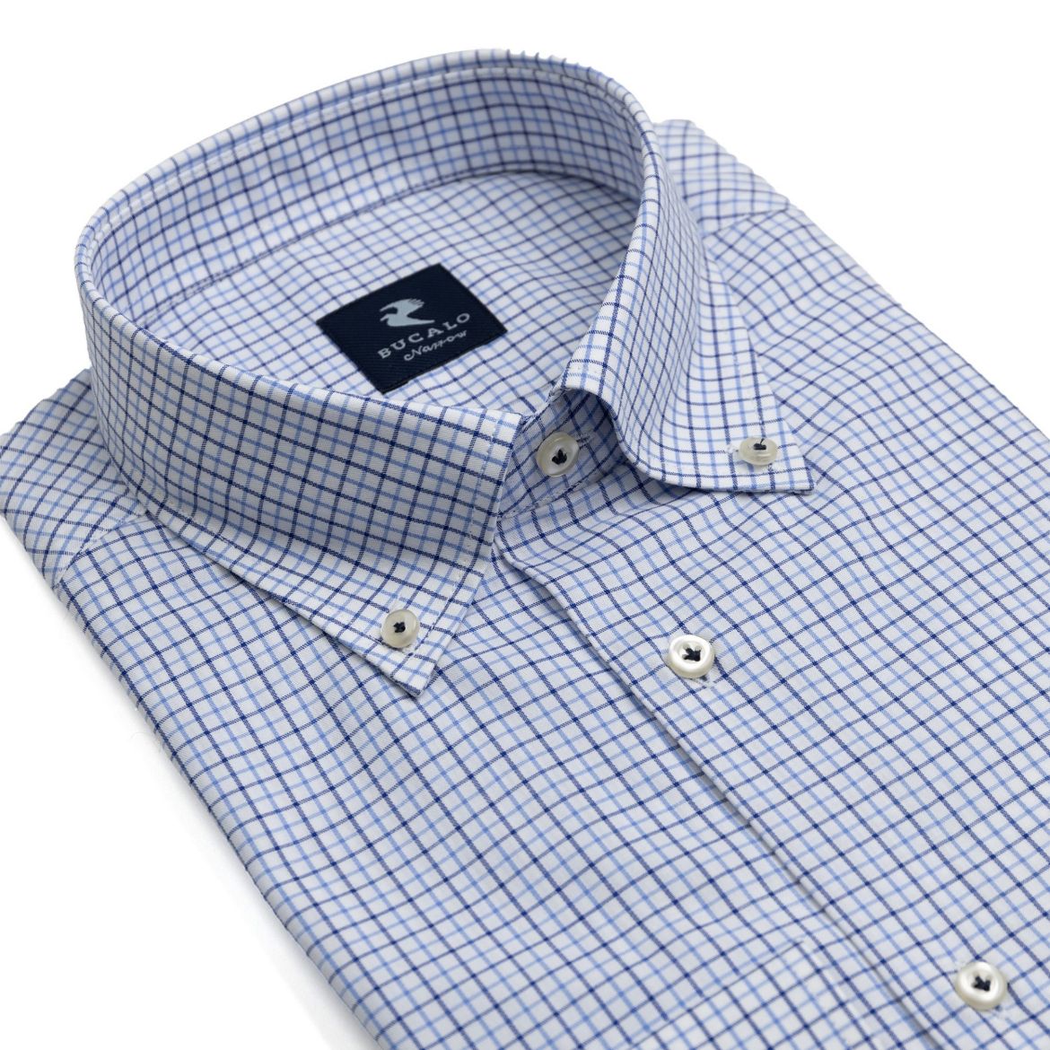 Imagen de CAMISA DE TWILL A CUADROS CON CUELLO BUTTON-DOWN